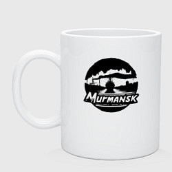 Кружка керамическая Мурманский порт в круге, цвет: белый