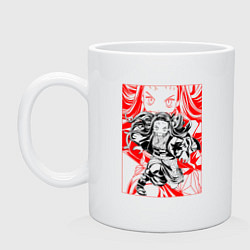 Кружка керамическая Клинок рассекающий демонов Незуко портрет, цвет: белый