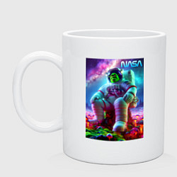 Кружка керамическая Шрек астронавт НАСА - неоновый космос, цвет: белый