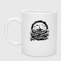 Кружка керамическая Японская пагода, цвет: белый