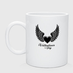 Кружка керамическая Крылья любви: День святого Валентина, цвет: белый