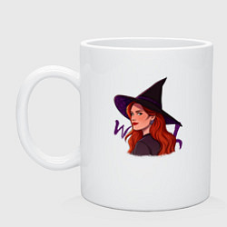Кружка керамическая Рыжая колдунья, цвет: белый