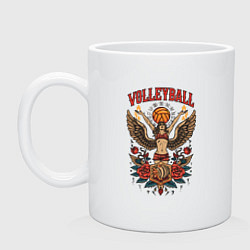 Кружка керамическая Волейбол в стиле тату, цвет: белый