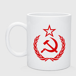 Кружка керамическая СССР герб, цвет: белый