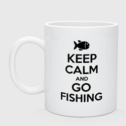 Кружка керамическая Keep Calm & Go fishing, цвет: белый