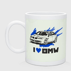 Кружка керамическая I love BMW, цвет: фосфор