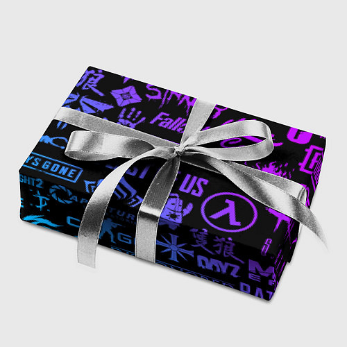 Бумага для упаковки Неоновые лого игр / 3D-принт – фото 2