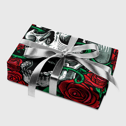 Бумага для упаковки Череп и Розы / 3D-принт – фото 2