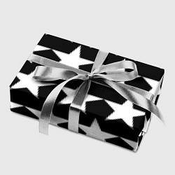 Бумага для упаковки Белые звёзды на чёрном фоне 2, цвет: 3D-принт — фото 2