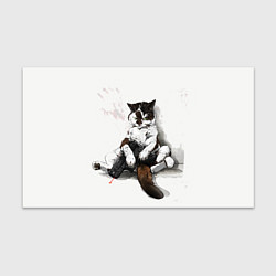 Бумага для упаковки Котик с пистолетом на стене мем, цвет: 3D-принт