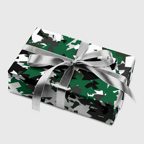 Бумага для упаковки Зелено-черный камуфляж / 3D-принт – фото 2