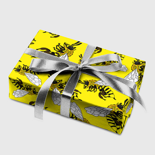 Бумага для упаковки Пчелы на желтом / 3D-принт – фото 2