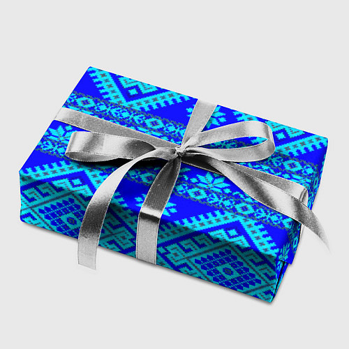 Бумага для упаковки Сине-голубые узоры - вышивка / 3D-принт – фото 2