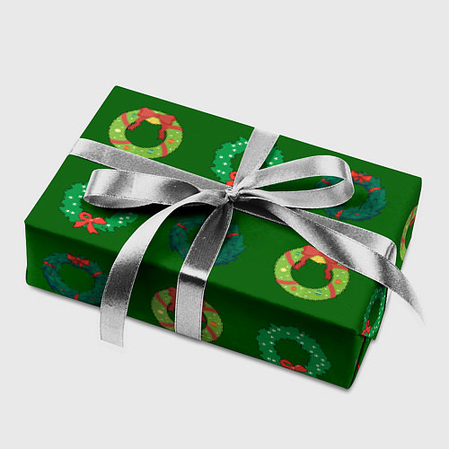 Бумага для упаковки Зеленые рождественские венки омелы / 3D-принт – фото 2