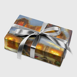 Бумага для упаковки Заснеженные деревья и новогодний коттедж с гирлянд, цвет: 3D-принт — фото 2