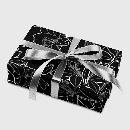 Бумага для упаковки Нежные цветы - лилии: черно белыи / 3D-принт – фото 2