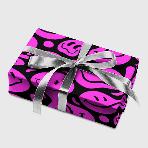 Бумага для упаковки Кислотный розовый в смайликах / 3D-принт – фото 2