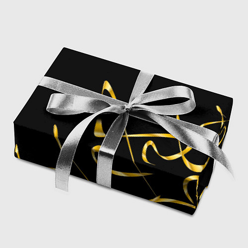 Бумага для упаковки Золотая каллиграфия на черном фоне / 3D-принт – фото 2