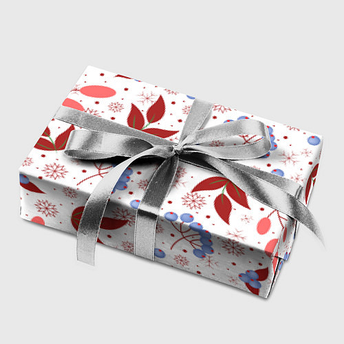 Бумага для упаковки Новогодние ягоды и снежинки / 3D-принт – фото 2