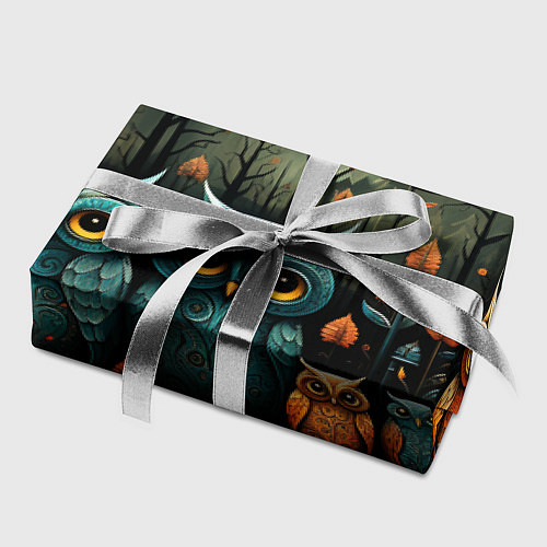 Бумага для упаковки Совы в стиле Folk Art / 3D-принт – фото 2
