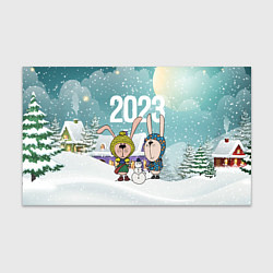 Бумага для упаковки Зайцы лепят снеговика, цвет: 3D-принт