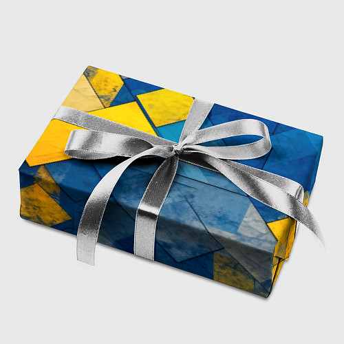 Бумага для упаковки Синяя и жёлтая геометрия / 3D-принт – фото 2