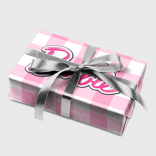 Бумага для упаковки Барби лого розовая клетка / 3D-принт – фото 2