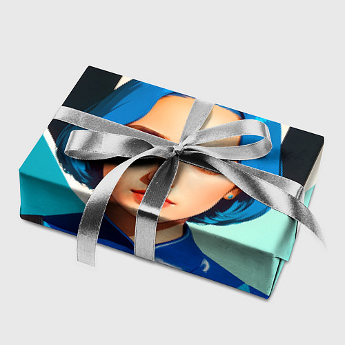 Бумага для упаковки Девушка в рубашке с синими волосами / 3D-принт – фото 2