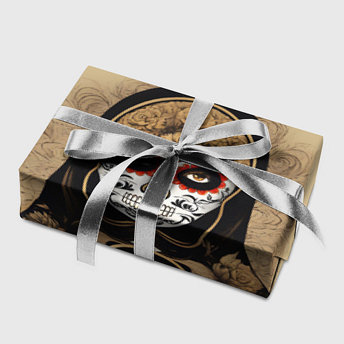 Бумага для упаковки Матрешка сахарный череп на Хэллоуин / 3D-принт – фото 2