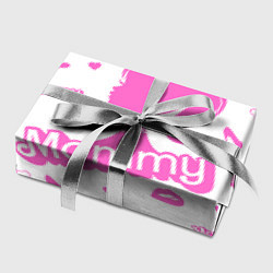 Бумага для упаковки Мамочка - силуэт барби: паттерн розовый на белом ф, цвет: 3D-принт — фото 2