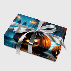 Бумага для упаковки Темная ночная улица и жуткие тыквы, цвет: 3D-принт — фото 2