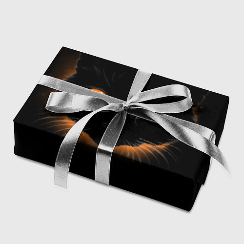 Бумага для упаковки Портрет черного кота в оранжевом свечении / 3D-принт – фото 2