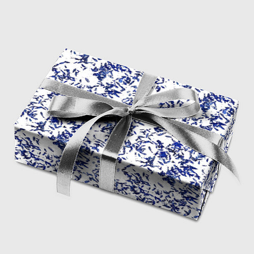 Бумага для упаковки Белый с синими пёрышками / 3D-принт – фото 2