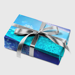 Бумага для упаковки Абстрактный синий волнистый фон со снежинками, цвет: 3D-принт — фото 2