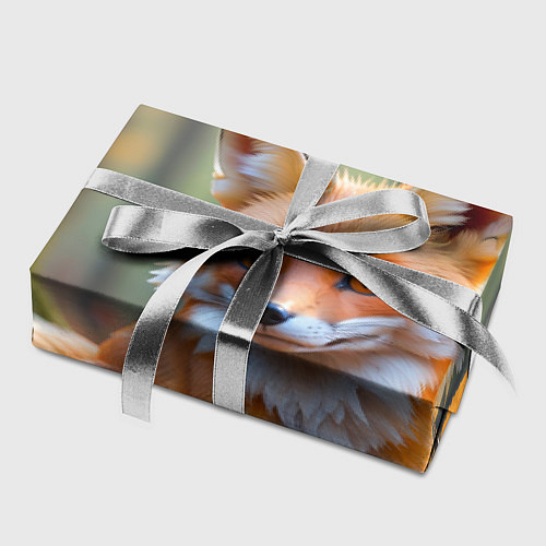 Бумага для упаковки Портрет лисы в осеннем лесу / 3D-принт – фото 2