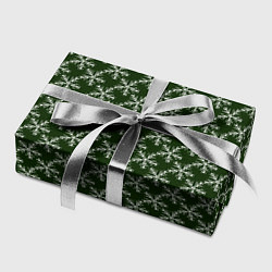 Бумага для упаковки Паттерн снежинки тёмно-зелёный, цвет: 3D-принт — фото 2