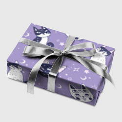 Бумага для упаковки Мистические кошечки - паттерн фиолетовый, цвет: 3D-принт — фото 2