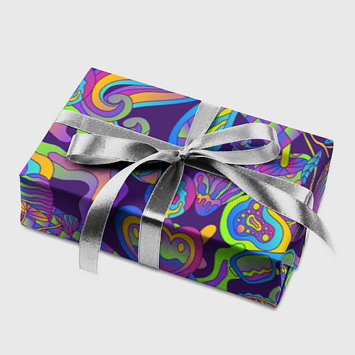 Бумага для упаковки Психоделические цветы / 3D-принт – фото 2