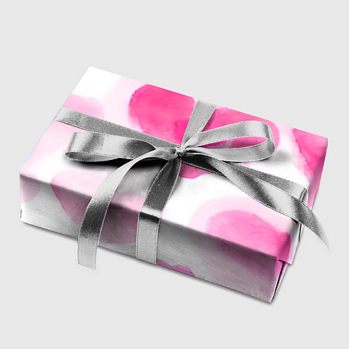 Бумага для упаковки Акварельные розовые сердечки / 3D-принт – фото 2