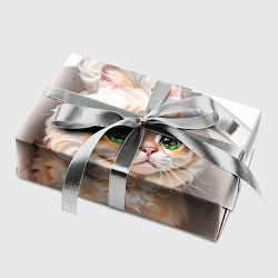 Бумага для упаковки Милый кот-мем в шапке с ушками - бежевый градиент, цвет: 3D-принт — фото 2