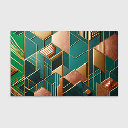 Бумага для упаковки Арт деко зеленый и золотой узор из геометрических, цвет: 3D-принт
