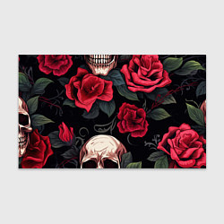 Бумага для упаковки Черепа с красными розами, цвет: 3D-принт