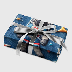 Бумага для упаковки Космонавт - вышивка по джинсе нейросеть, цвет: 3D-принт — фото 2