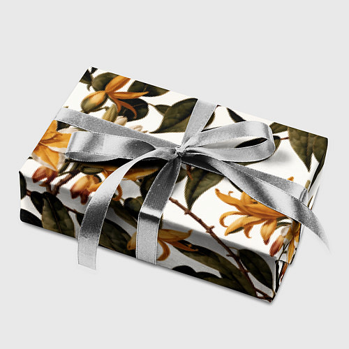 Бумага для упаковки Желтые ретро цветы / 3D-принт – фото 2