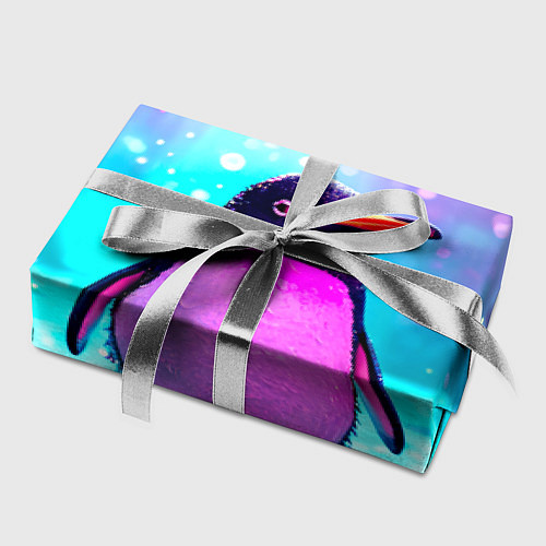 Бумага для упаковки Пингвин в неоновых искрах / 3D-принт – фото 2