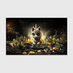 Бумага для упаковки Белая единорожка на черном фоне, цвет: 3D-принт