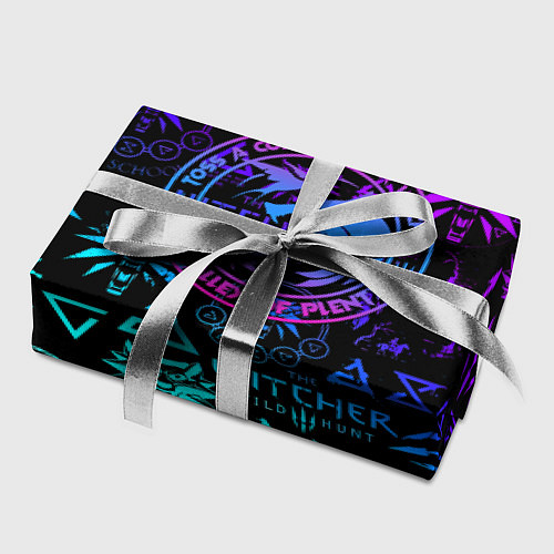 Бумага для упаковки Ведьмак неоновые логотипы / 3D-принт – фото 2