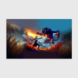 Бумага для упаковки Битва Цири с монстром - Ведьмак 4, цвет: 3D-принт