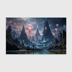 Бумага для упаковки Фантастический мир с медузами и озеро у гор, цвет: 3D-принт