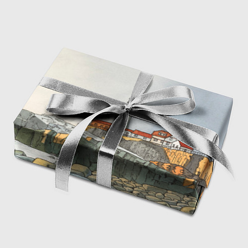 Бумага для упаковки Маяк и камни на пляже - акварельный рисунок / 3D-принт – фото 2